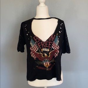 Distressed “Born Free” Shirt